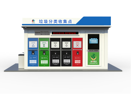 垃圾房效果圖，智能垃圾房，垃圾分類收集點，回收站生產(chǎn)廠家，垃圾分類定時定點收集點
