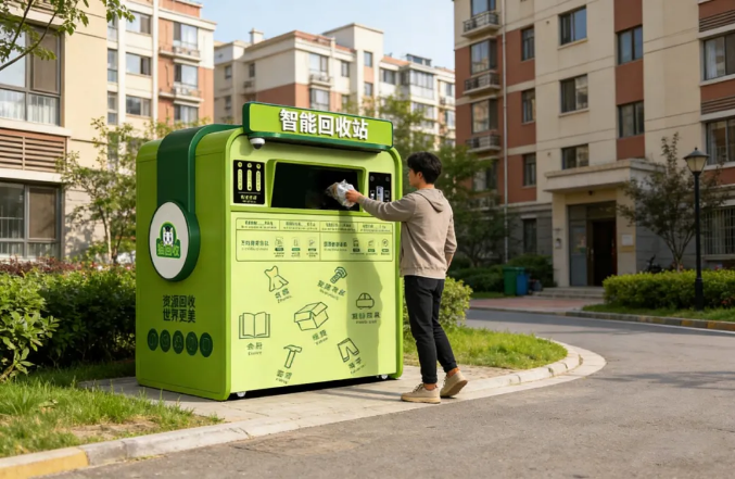 1766825580400244.png 貓先生智能廢品回收箱,再生資源收集柜,小區垃圾回收站生產廠家